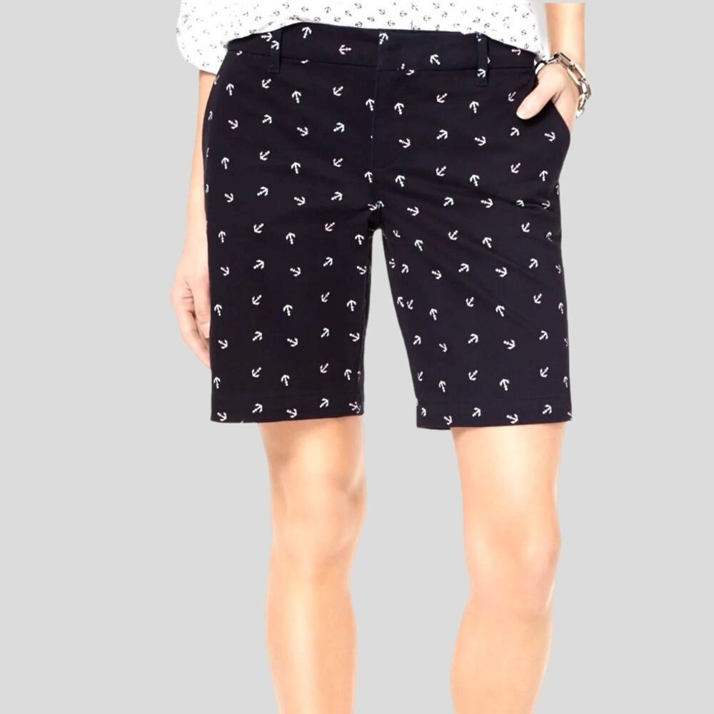 Tommy Hilfiger Anchor Print Casual Short Size 8 Nautical Chino Shorts Preppy